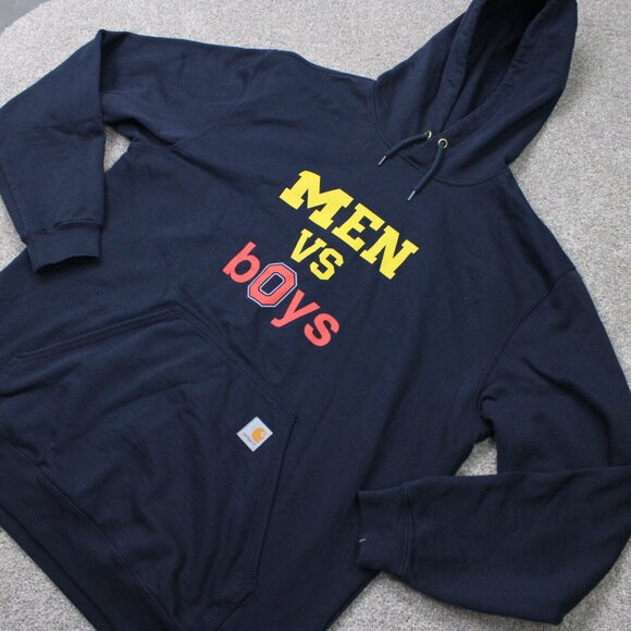 Carhartt Barstool Michigan Ohio State Hoodie Mens XL Blue Men vs Boys Sweatshirt - Picture 3 of 15